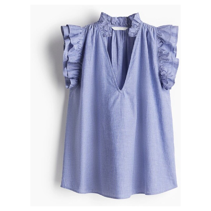 H&M - Halenkas volánkovými lemy - Modrá/Proužky