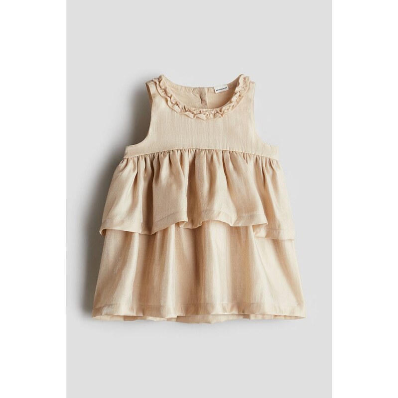H&M - Šatys volánovou sukní - Béžová