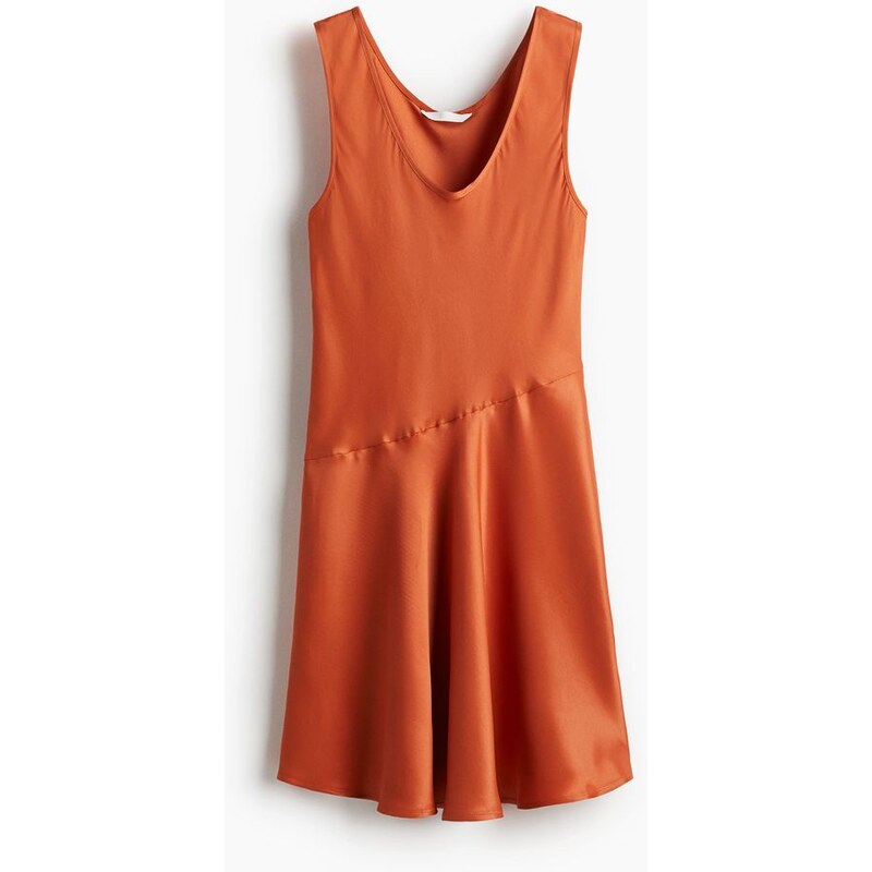 H&M - Saténové šaty Flared - Oranžová