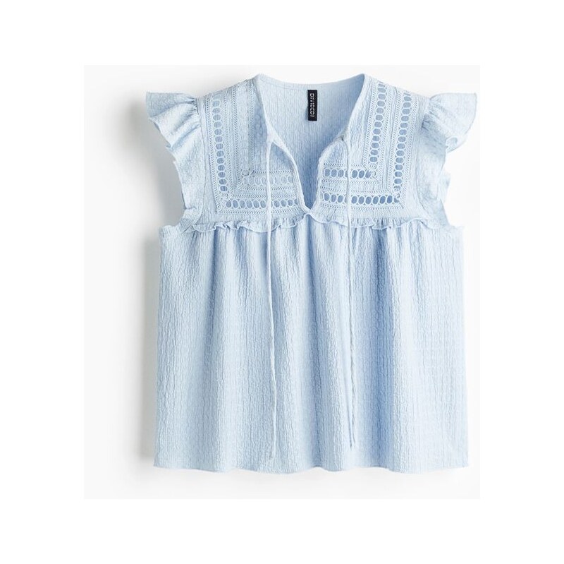 H&M - Žerzejový tops texturou - Bleděmodrá