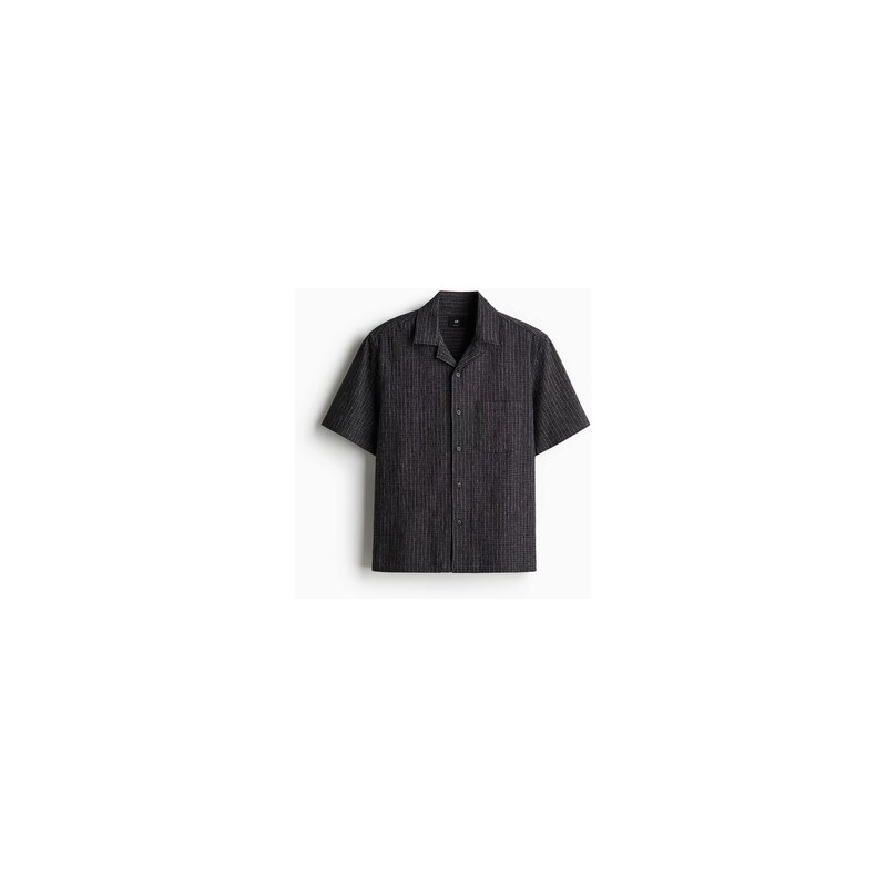 H&M - Košile resort z lněné směsi Regular Fit - Černá