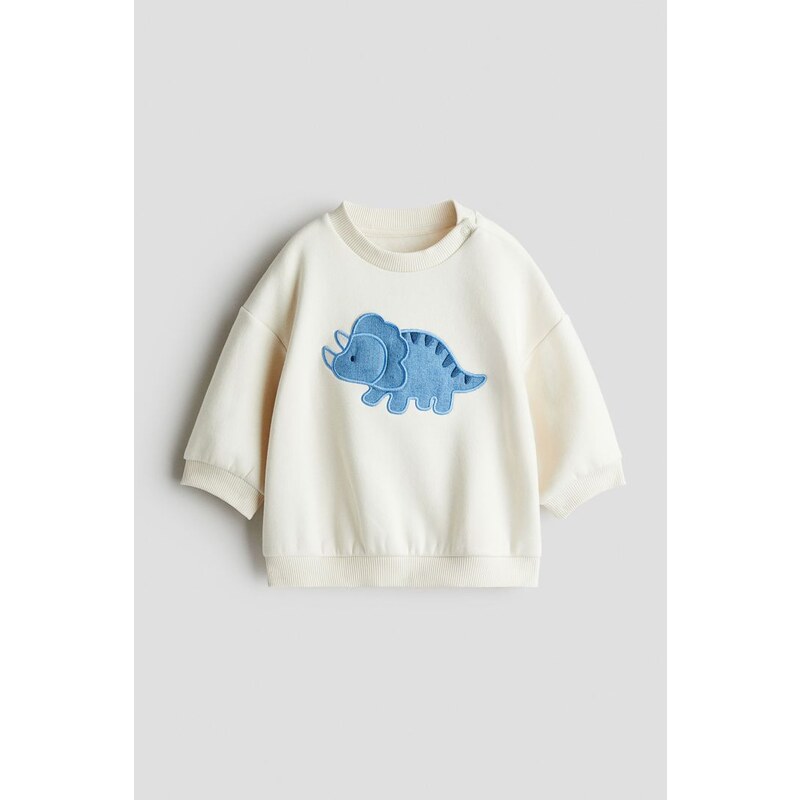 H&M - Mikinas motivem a česaným rubem - Bílá/Triceratops