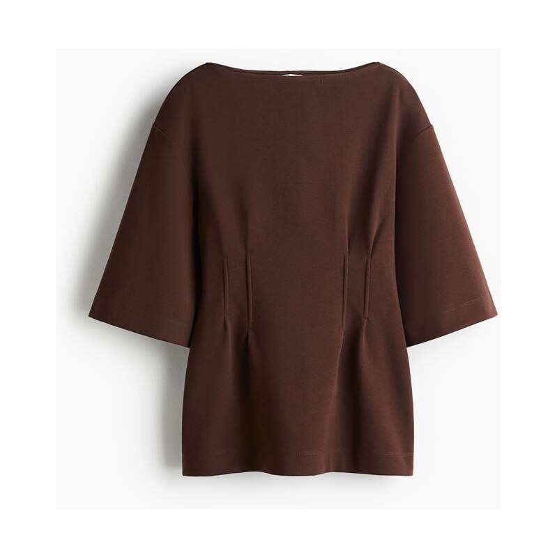 H&M - Tričkos projmutým pasem - Tmavě Hnědá