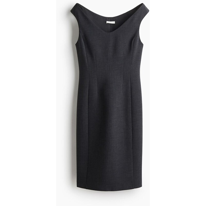 H&M - Pouzdrové šaty odhalující ramena - Tmavě Šedá