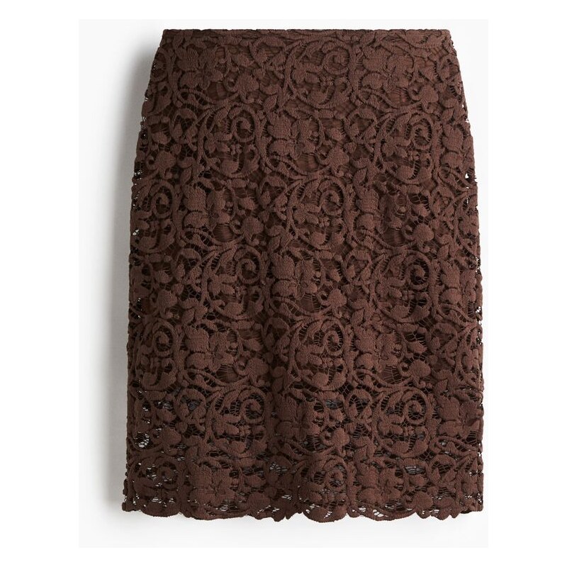 H&M - Krajková sukně - Tmavě Hnědá