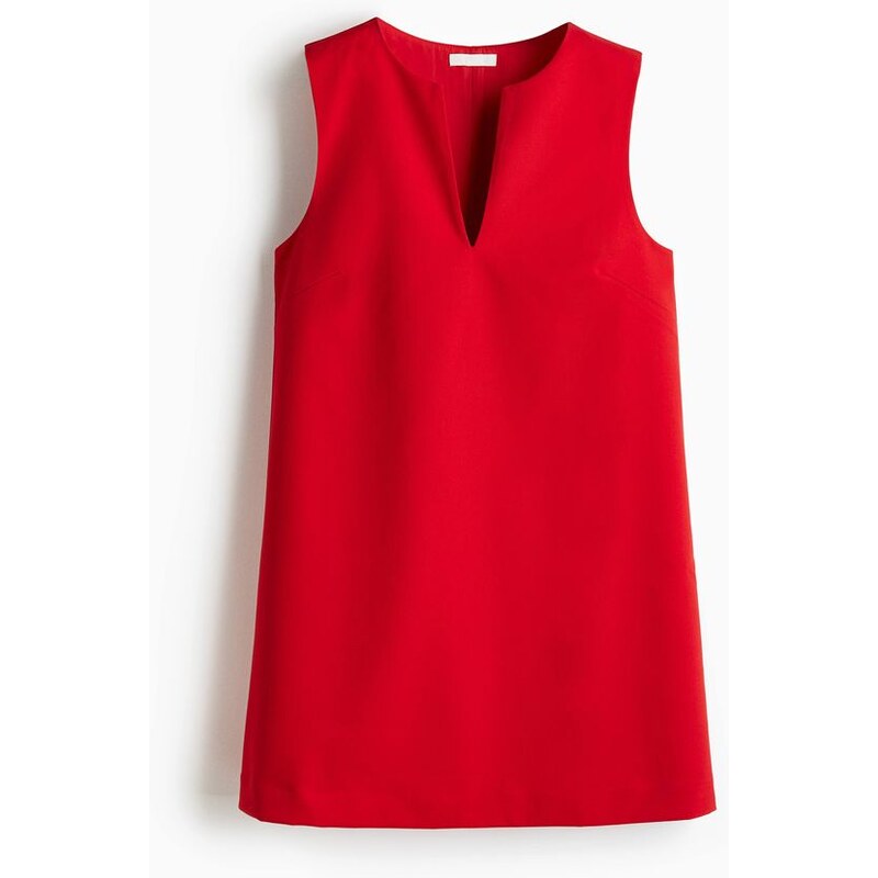 H&M - Keprové šaty shift dress - Jasně Červená