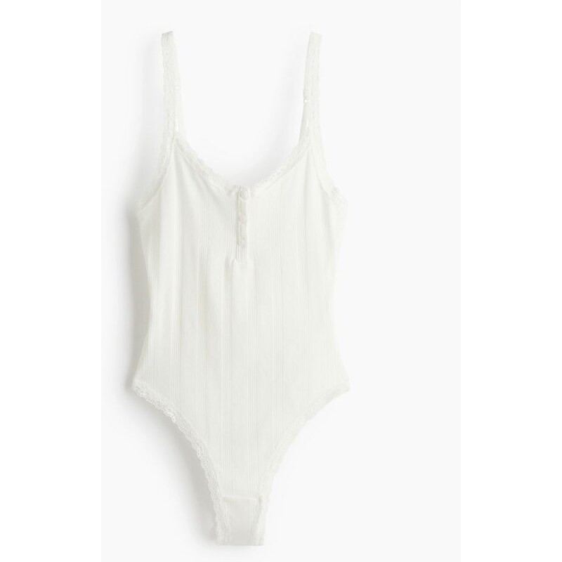 H&M - Body z ažurové bavlny - bílá 108158830