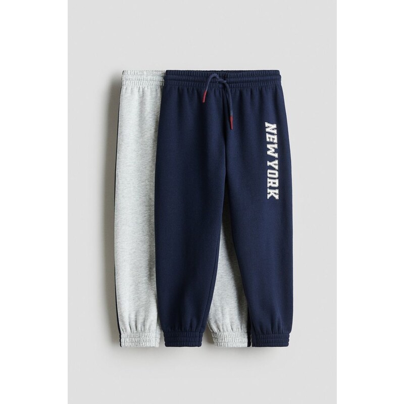 H&M - Kalhoty joggers česaným rubem 2 kusy - Námořnická Modř/New