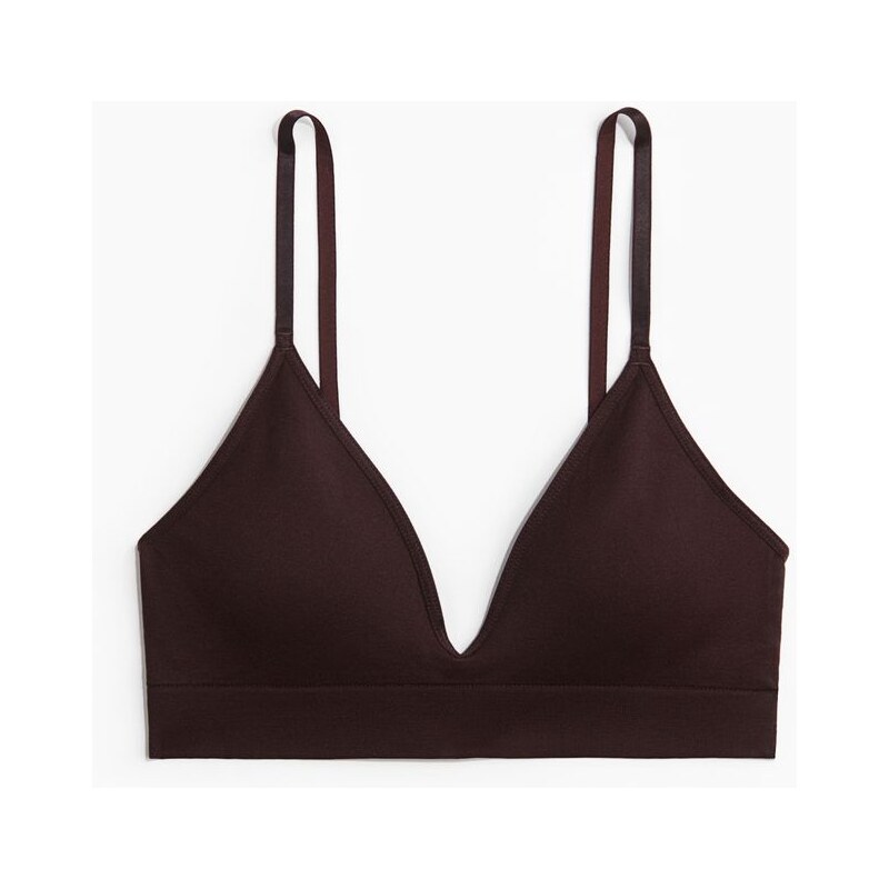 H&M - Bezešvá vyztužená měkká podprsenka - hnědá 108158909