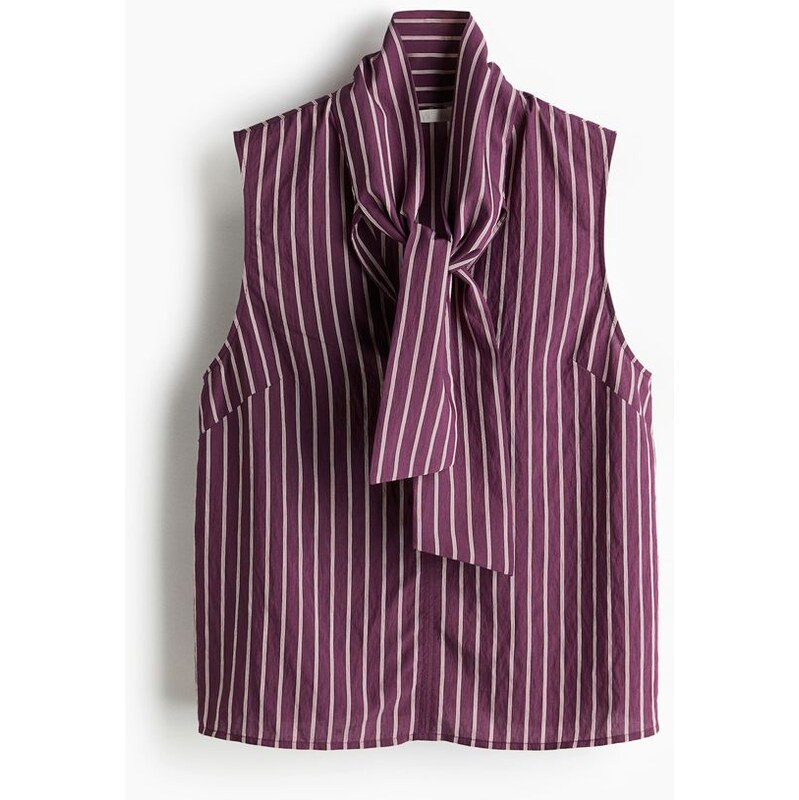 H&M - Halenkas vázačkami u krku - Tmavě Fialová/Proužky
