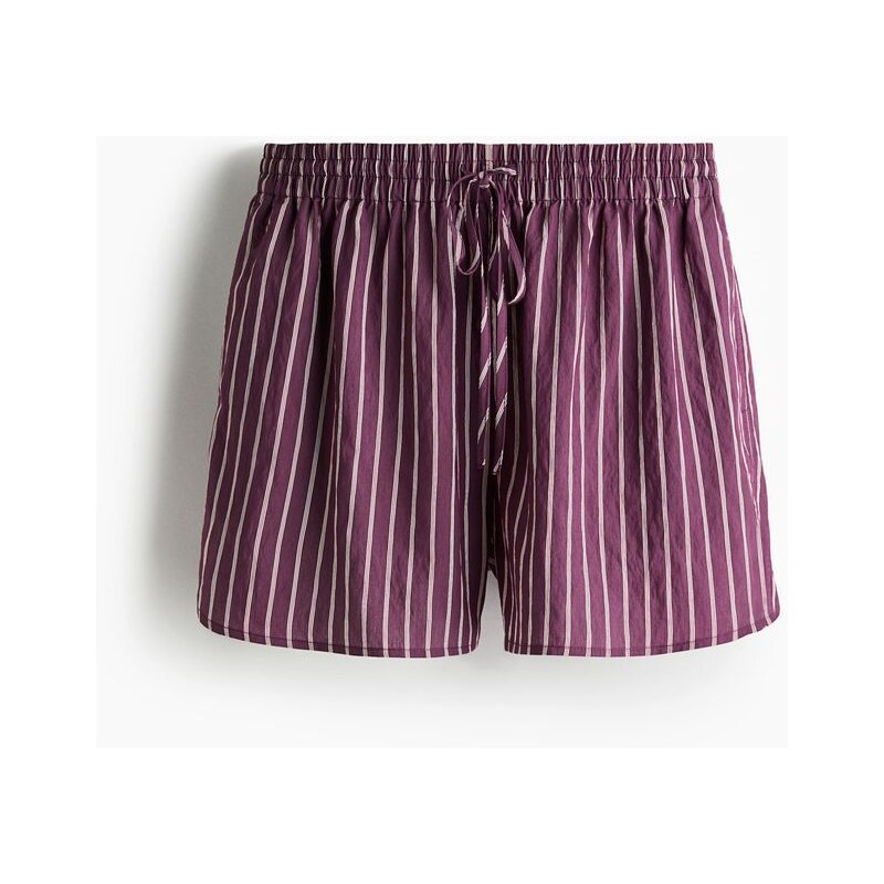H&M - Drawstring shorts - Tmavě Fialová/Proužky