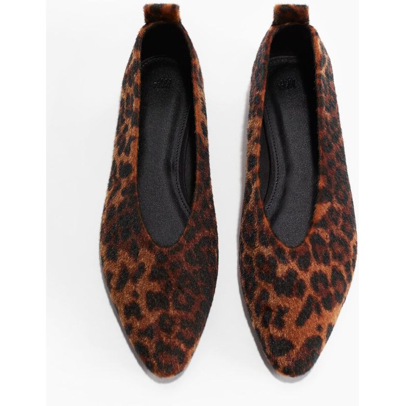 H&M - Špičaté balerínky - Hnědá/Leopardí Potisk