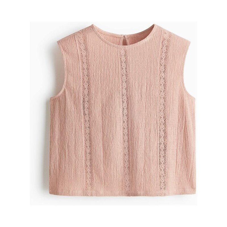 H&M - Halenka z mačkané látkys krajkou - oranžová 108159304