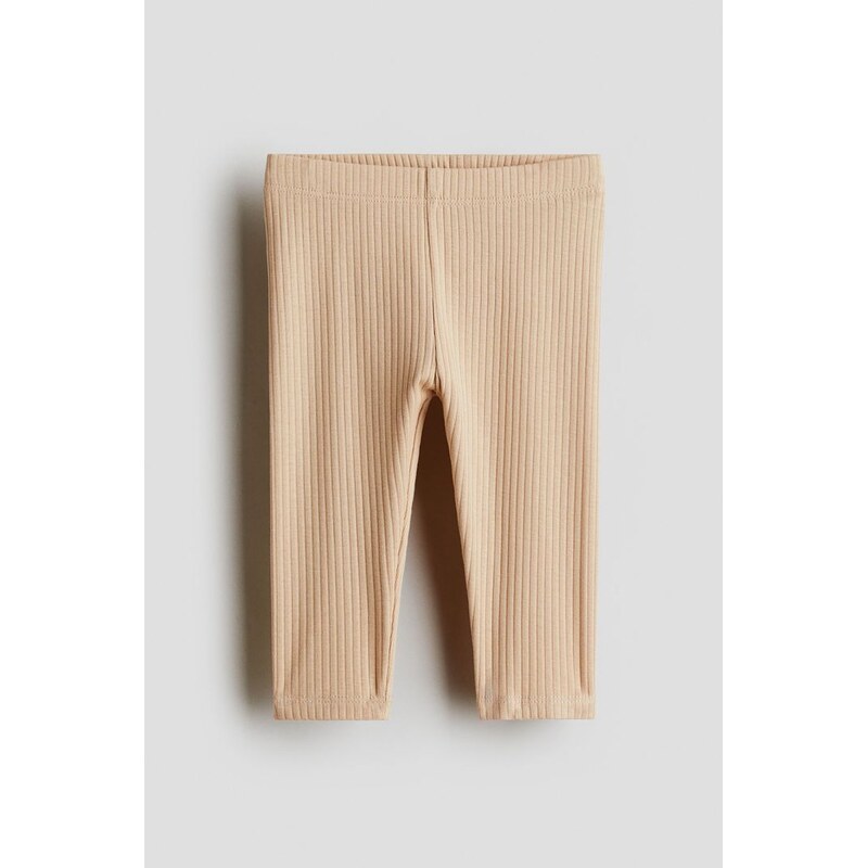 H&M - Žebrované bavlněné legíny - Béžová