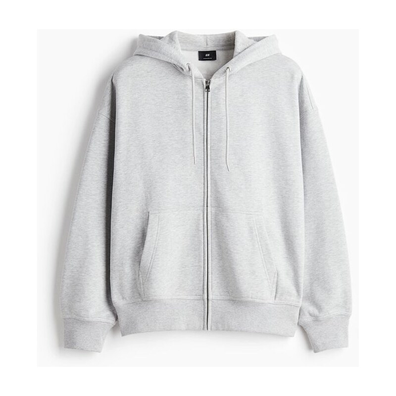 H&M - Bunda na zip Oversized Fit - Šedý Melír