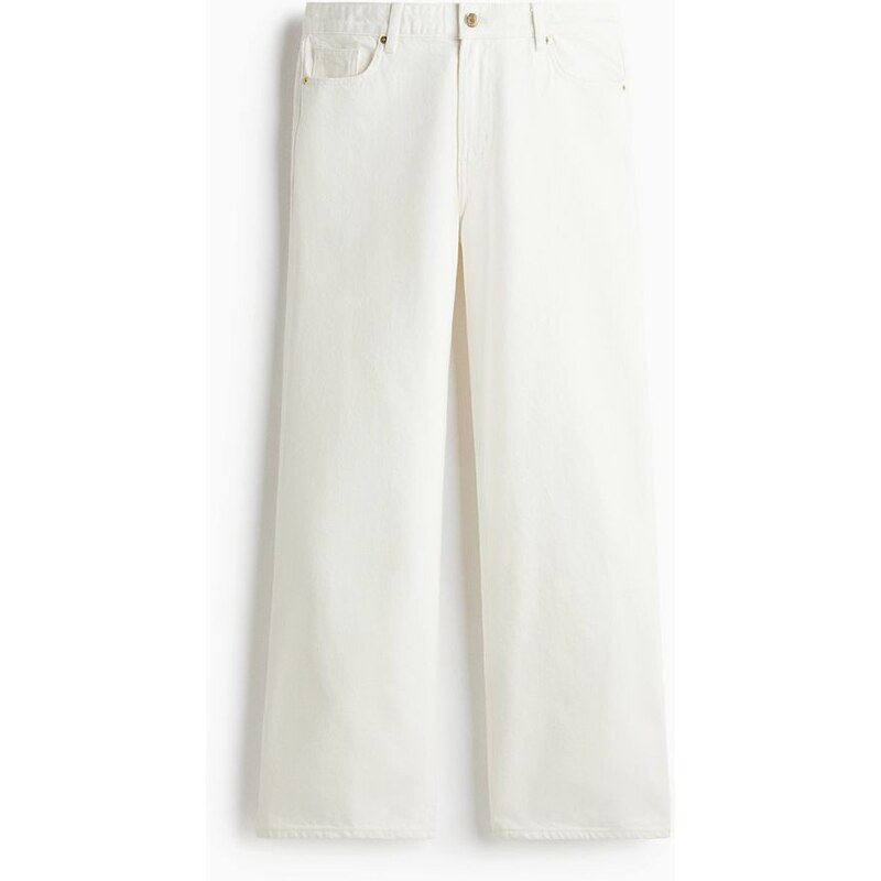 H&M - Wide Regular Jeans - Bílá
