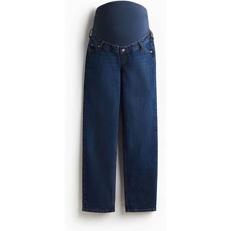 H&M - MAMA Straight jeans - Tmavý Denim Blue