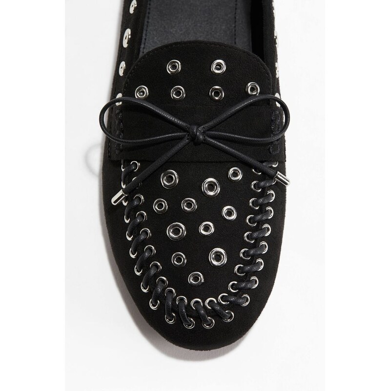 H&M - Mokasíny zdobené očky - černá 108159772