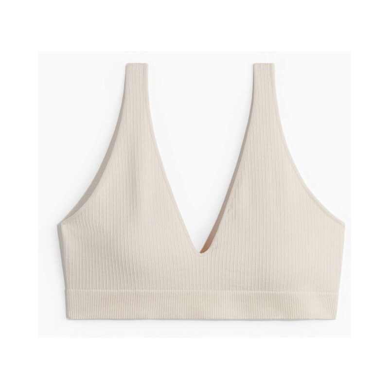 H&M - Bezešvá měkká podprsenka - béžová 108159944