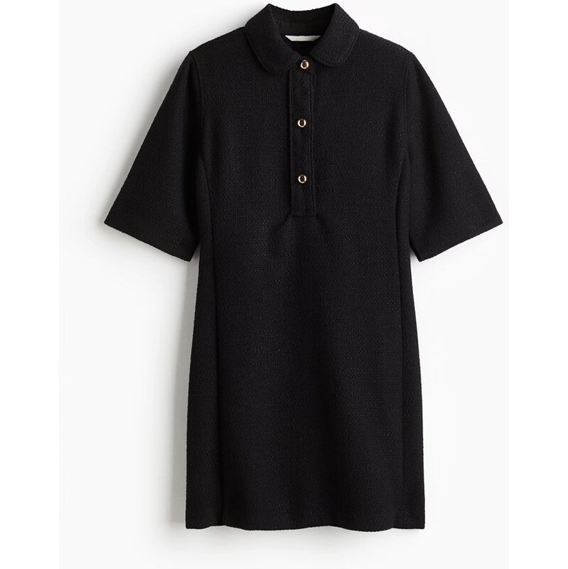 H&M - Šaty z buklé s límcem - Černá