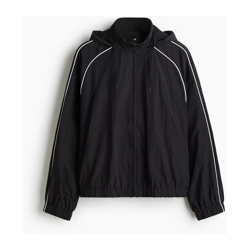 H&M - Sportovní bundas kapucí - Černá/Bílá