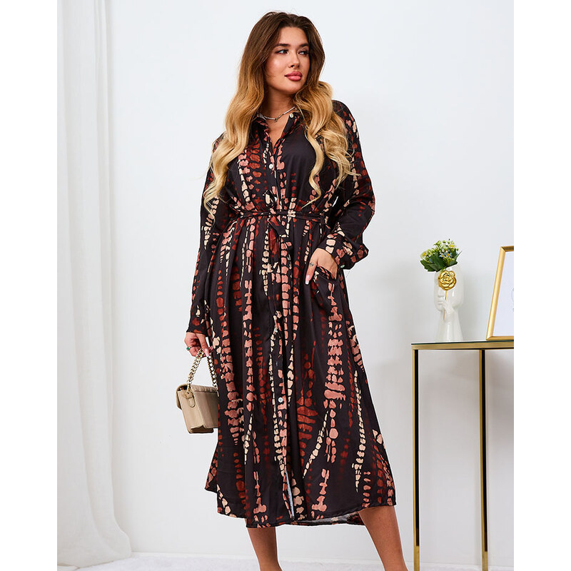 Resti Black and brown patterned womens maxi dress