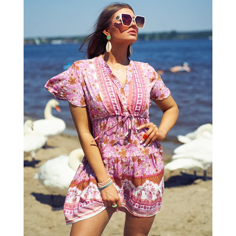 Resti Summer pink womens short dress