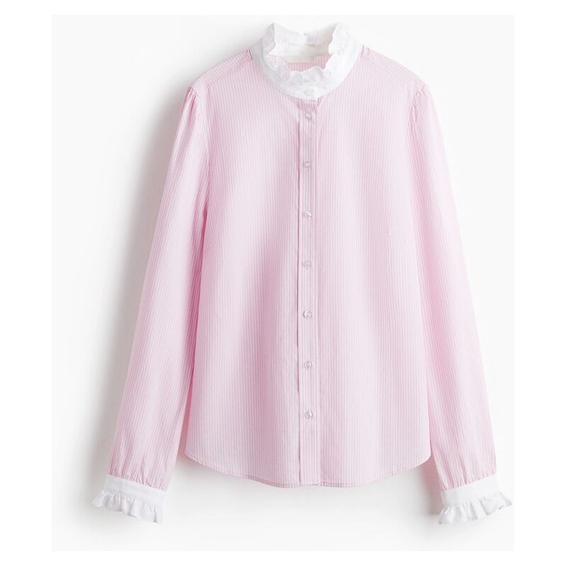 H&M - Halenkas volánkovým límečkem - Světle Růžová/Proužky