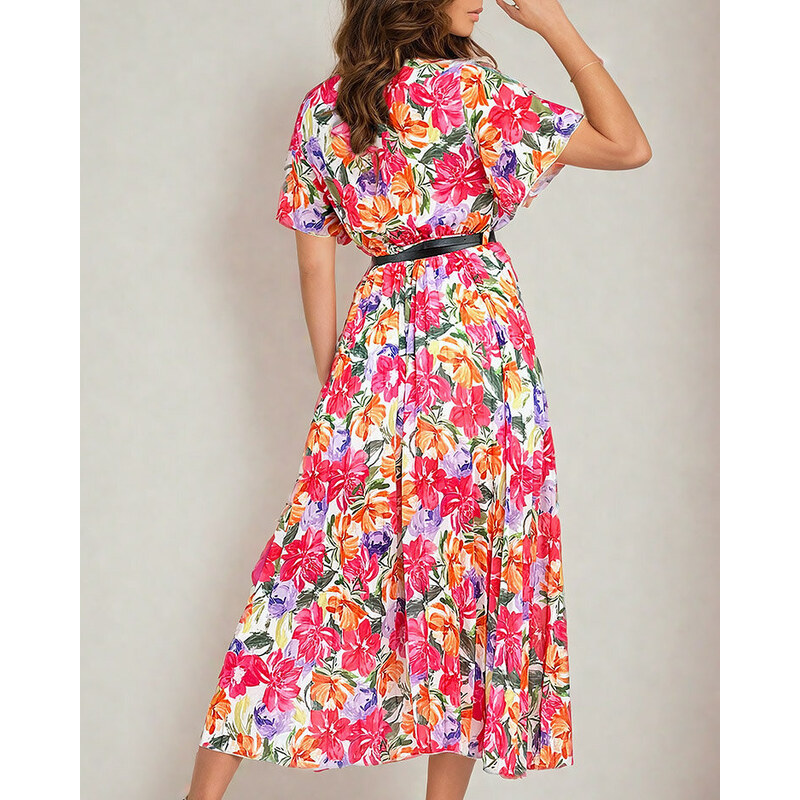 Resti Womens pleated floral midi dress