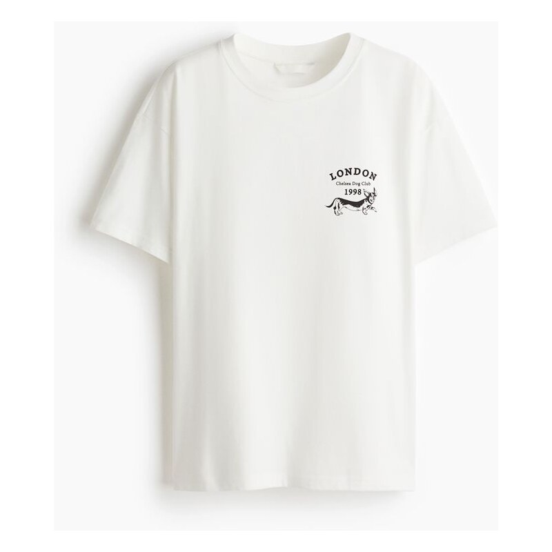 H&M - Oversized tričko - Bílá/London