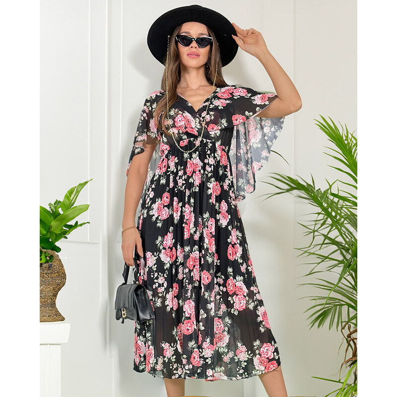Resti Womens pleated floral midi dress