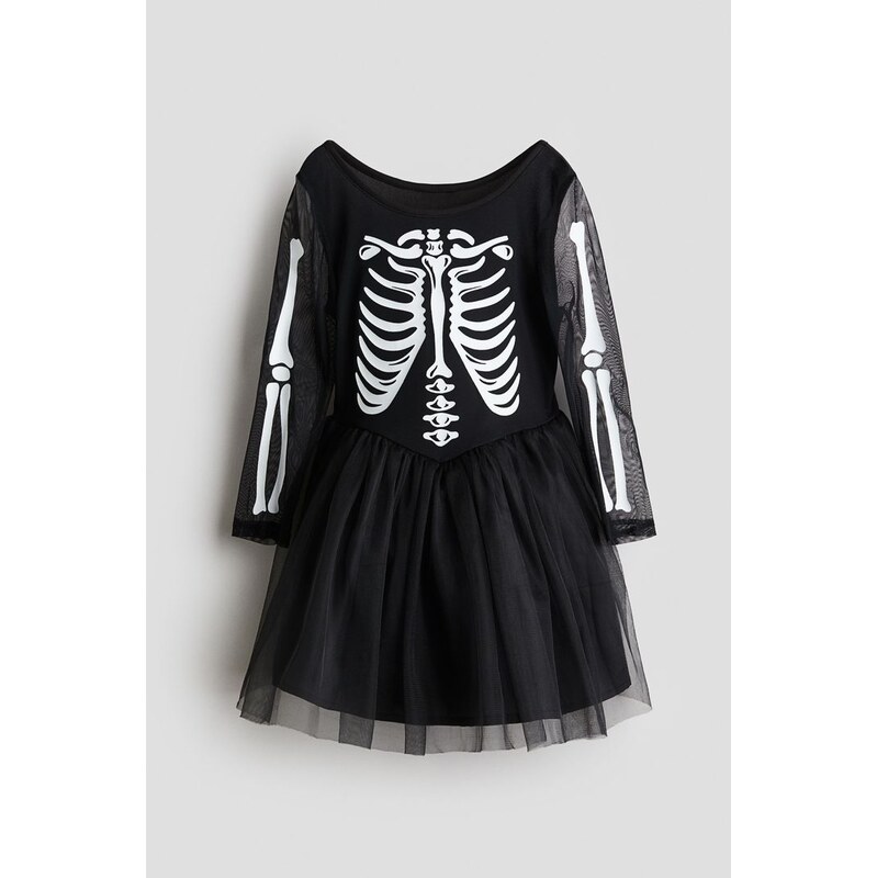 H&M - Taneční šaty - Černá/Kostlivec
