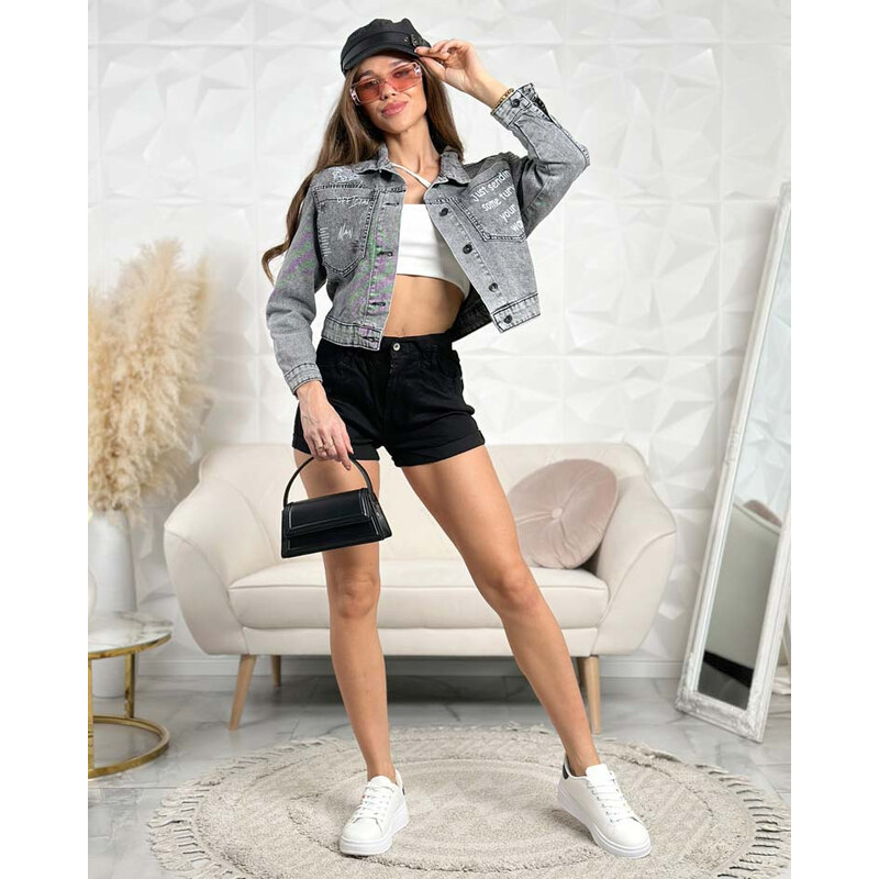 Resti Womens denim jacket with lettering