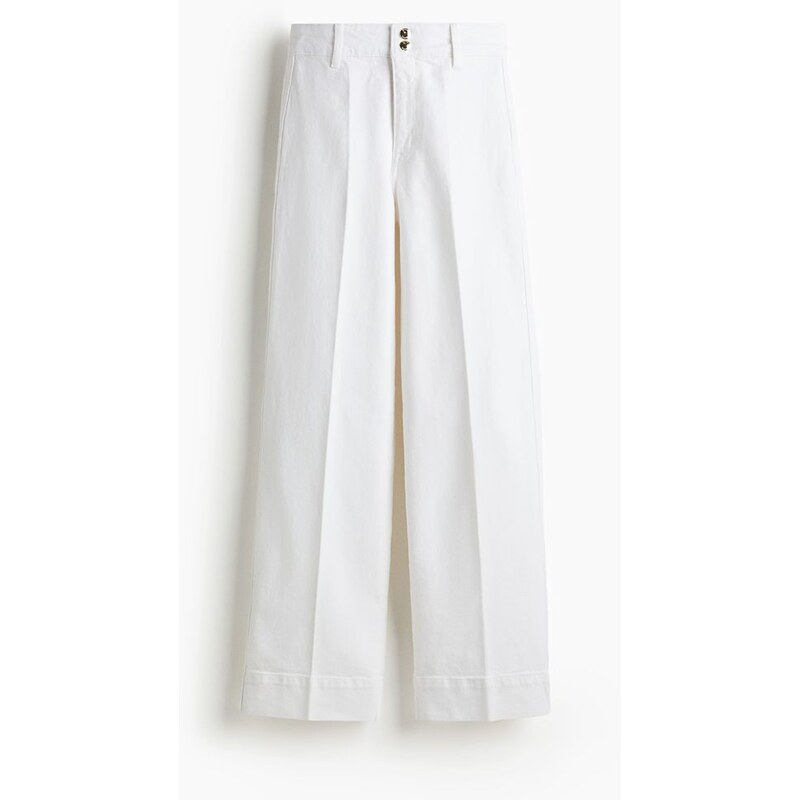 H&M - Wide High Jeans - Bílá