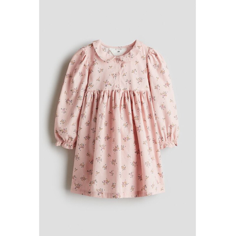 H&M - Bavlněné šatys potiskem - Světle Růžová/Květy