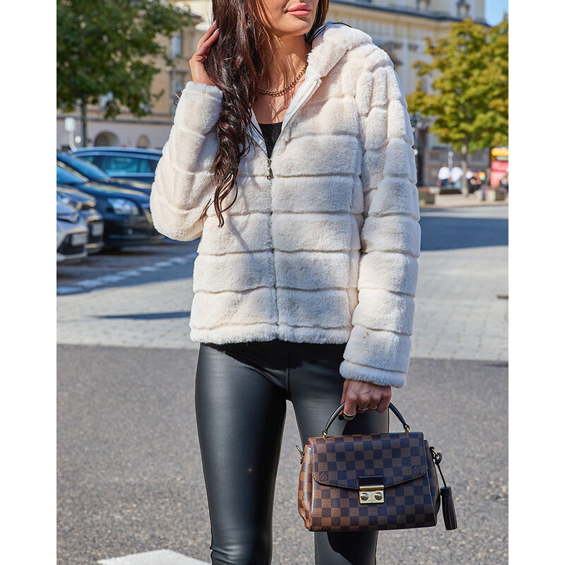 Resti Cream imitation fur jacket for women 108165369