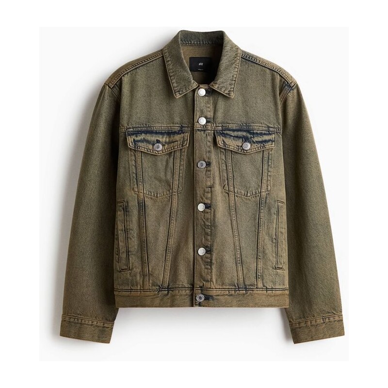 H&M - Džínová bunda trucker - Zelený Denim