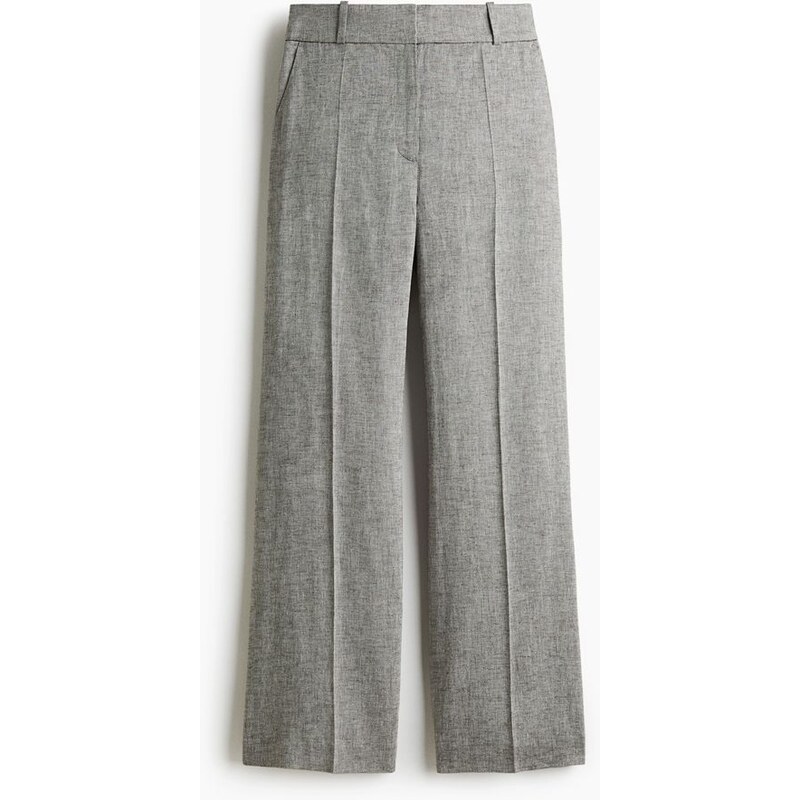 H&M - Elegantní kalhoty z lněné směsi - hnědá 108160809
