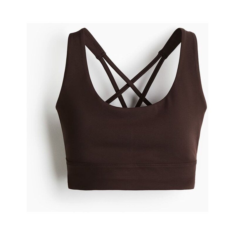 H&M - Sportovní podprsenka Medium Support SoftMove - Tmavě Hnědá