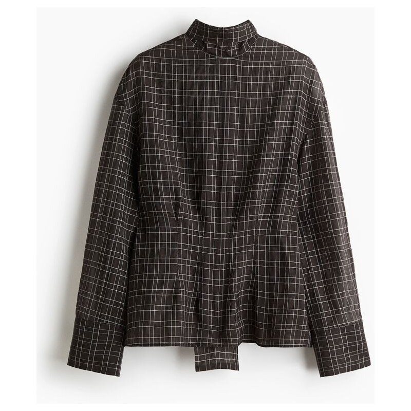 H&M - Halenkas mašlí u krku - Černá/Kostka