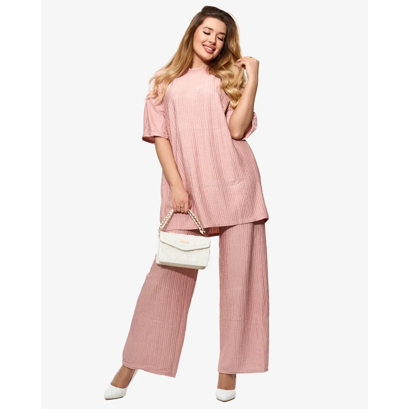 Resti Womens ribbed set in pink- Clothing 108165422