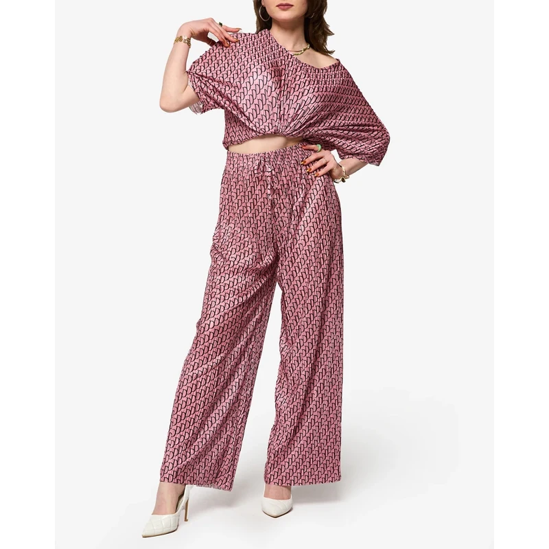 Resti Dark pink womens patterned pleated set - Clothing 108165423