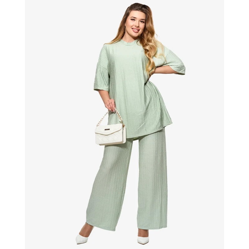 Resti Womens ribbed set in mint color- Clothing 108165427
