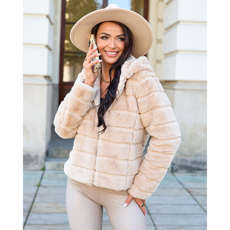 Resti Beige womens imitation fur jacket 108165437