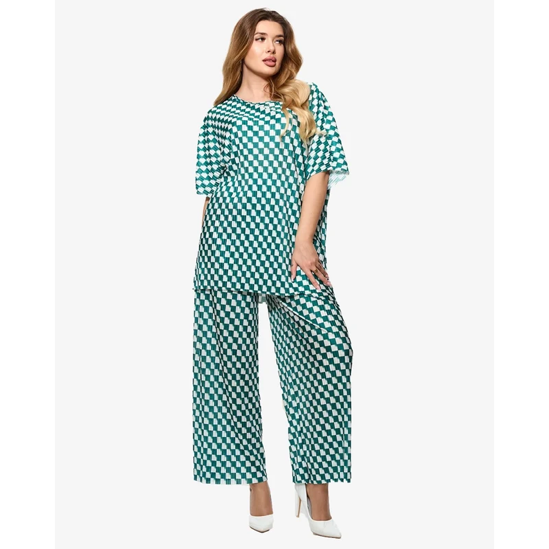 Resti Green womens pleated patterned set - Clothing 108165477