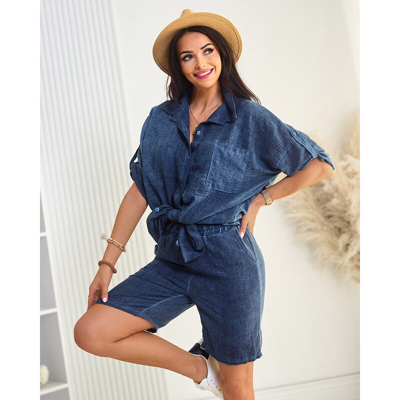 Resti Cotton and linen womens shirt set 108165584