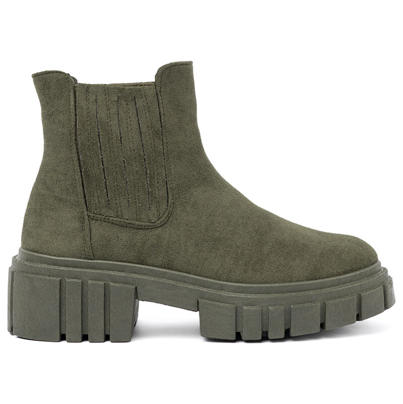 Shelvt Green ankle boots with elastic inserts