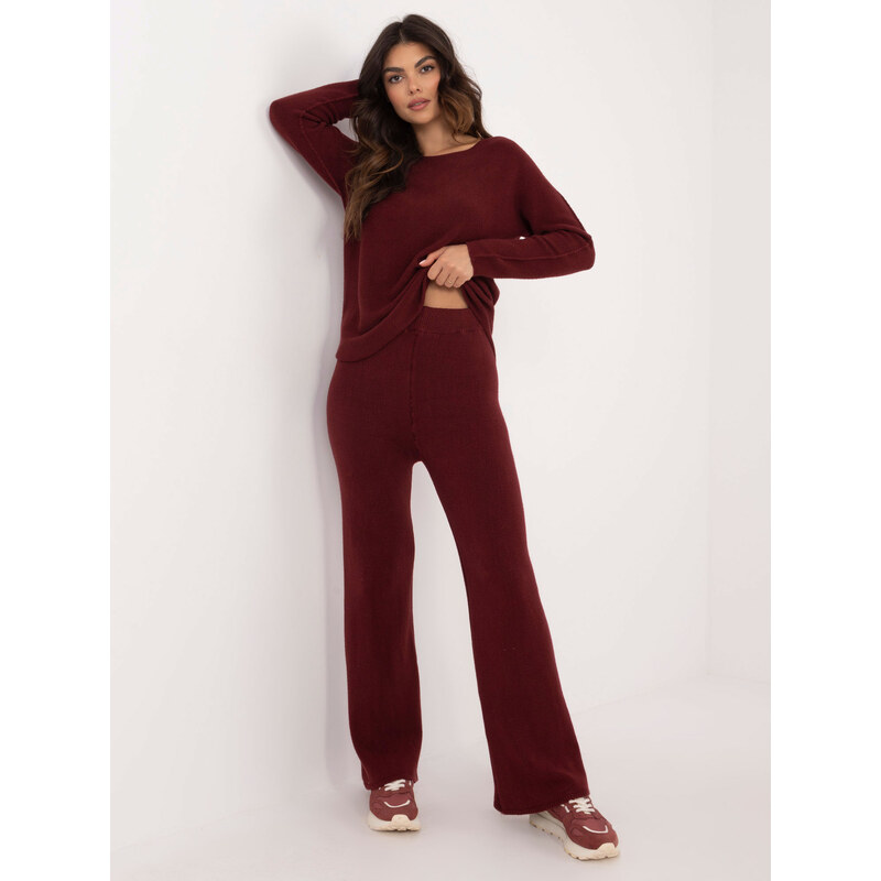 ITALY MODA Vínová dámská pletená souprava IT-KMPL-2219.51-bordo
