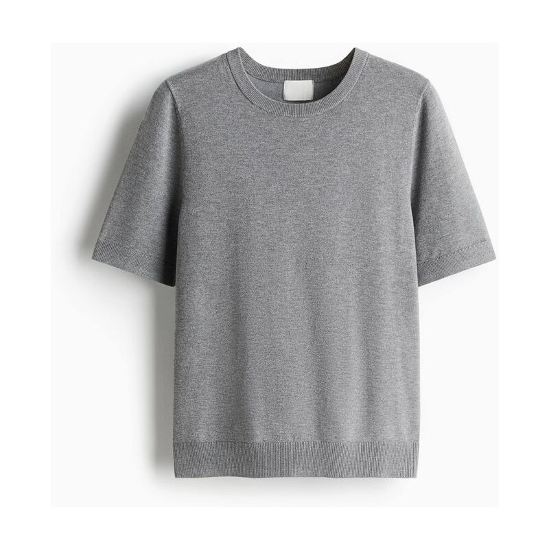 H&M - Top z jemného úpletu - Šedý Melír