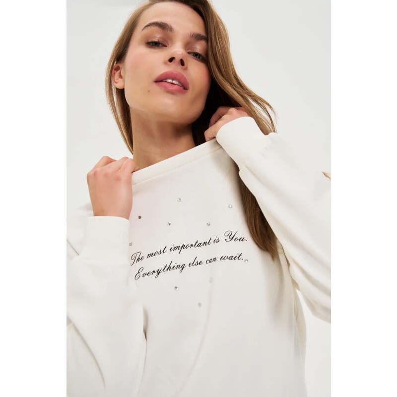 Marisse WOMENS SWEATSHIRT Z-BL-4805 OFF WHITE